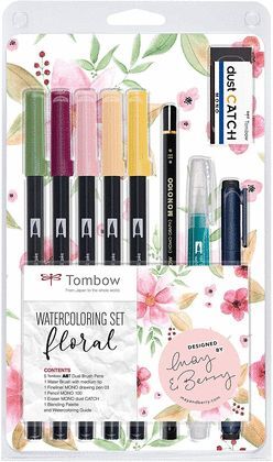 SET WATERCOLORING TOMBOW FLORAL
