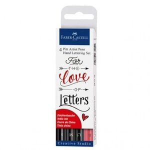 ROTULADOR FABER CASTELL LETTERING SURTIDO 4 UD. NEGRO + ROJO