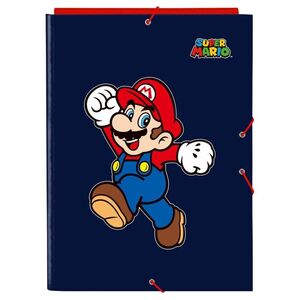 CARPETA GOMAS Y SOLAPAS SAFTA SUPER MARIO WORLD AZUL