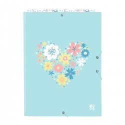 CARPETA GOMAS Y SOLAPAS SAFTA MOOS FIORI FLORES AZUL