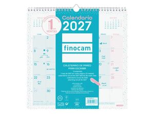 CALENDARIO PARED 2027 FINOCAM DE PARA ESCRIBIR CHIC TURQUESA