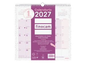 CALENDARIO PARED 2027 FINOCAM DE PARA ESCRIBIR CHIC MORADO 30*30 CM