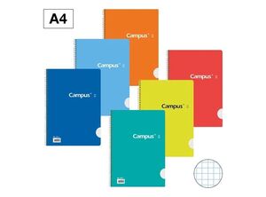 PACK 6 001149 BLOC ESPIRAL CAMPUS A4 TAPA BÁSICA 80H-60G CUADRICULA 4MM