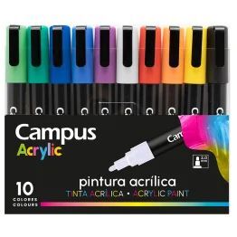 ROTULADORES PUNTA DE FIBRA ACRÍLICOS CAMPUS ACRYLIC 10 COLORES