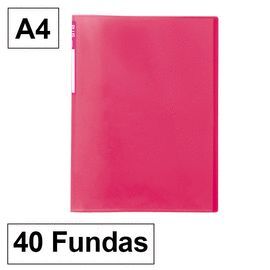CARPETA FUNDAS PLUS A4 40F TRAS.ROSA