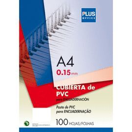 CUBIERTA PLUS PVC A4 0,15MM TRAN/100U
